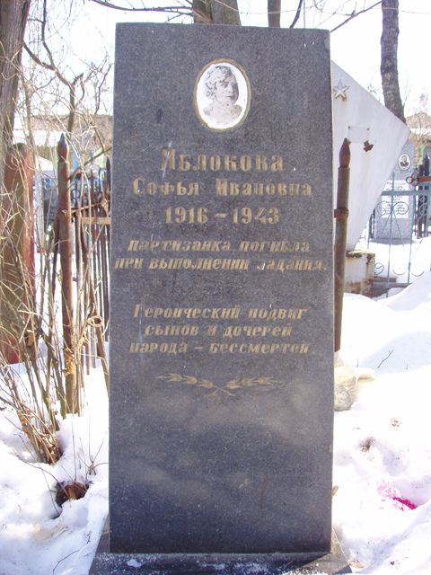 Могила партизанки Яблоковой Софьи Ивановны (Карабановское кладбище)