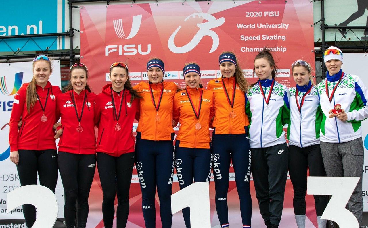 Могилевская спортсменка стала бронзовым призером в составе команды чемпионата мира по конькобежному спорту среди студентов
