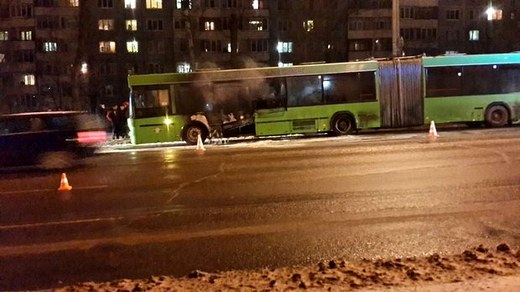 В Могилёве во время движения загорелся рейсовый автобус 