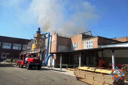 Пожар в одном из цехов произошёл на предприятии «Могилёвдрев»