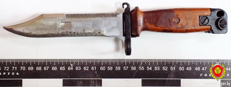 Штык солдатский XVIII века и тесаки XIX века исследовали судебные эксперты управления ГКСЭ по Могилевской области